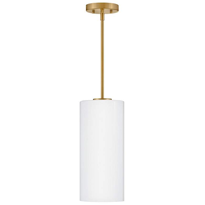 Image 1 Lane 7" Wide Lacquered Brass Cylinder Mini Pendant