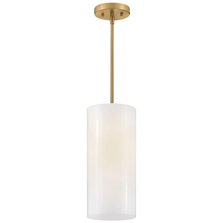Image 4 Lane 7" Wide Lacquered Brass Cylinder Mini Pendant more views