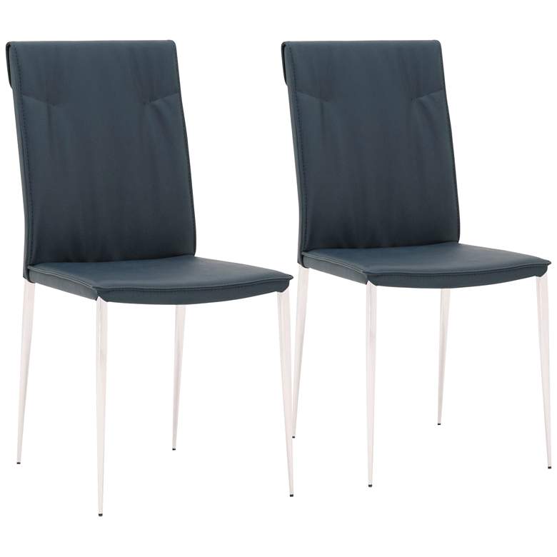 Image 1 Lane French Navy Synthetic Leather Dining Chairs Set of 2