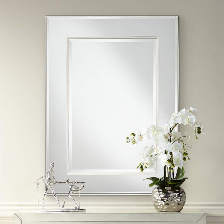 Image 1 Lane Silver 30 inch x 40 inch Stacked Dimensional Center Wall Mirror