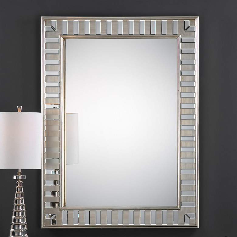 Image 1 Lanester Silver Leaf 36" x 48" Rectangular Wall Mirror