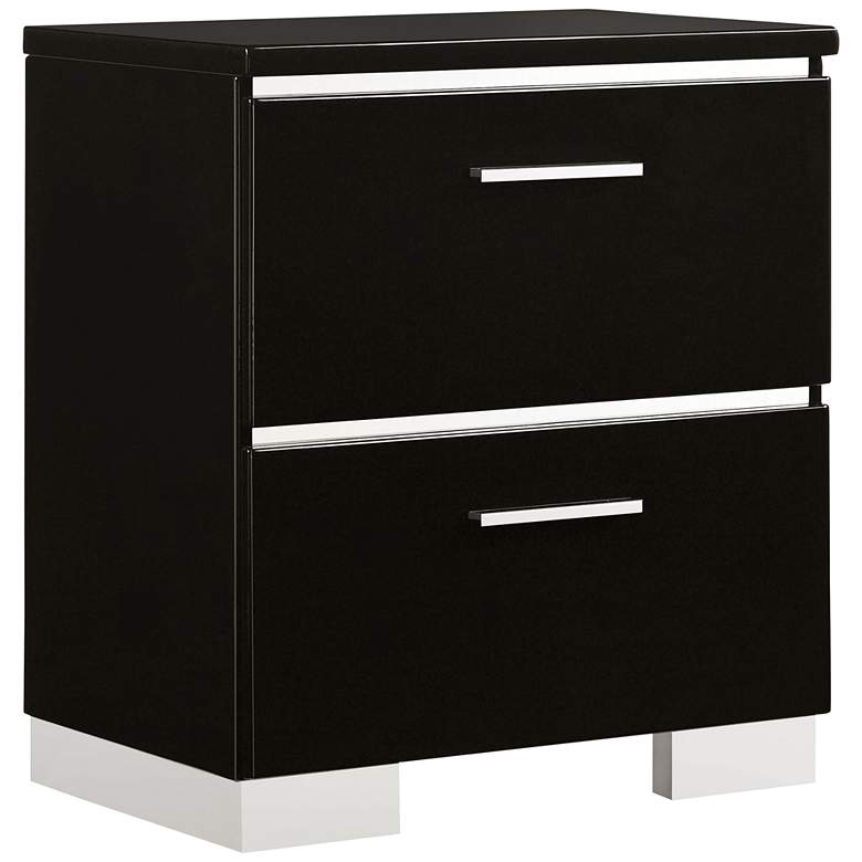 Image 3 Lanesville 23 1/4" Wide Black Wood Nightstand with USB Port