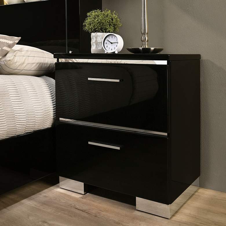 Image 2 Lanesville 23 1/4" Wide Black Wood Nightstand with USB Port