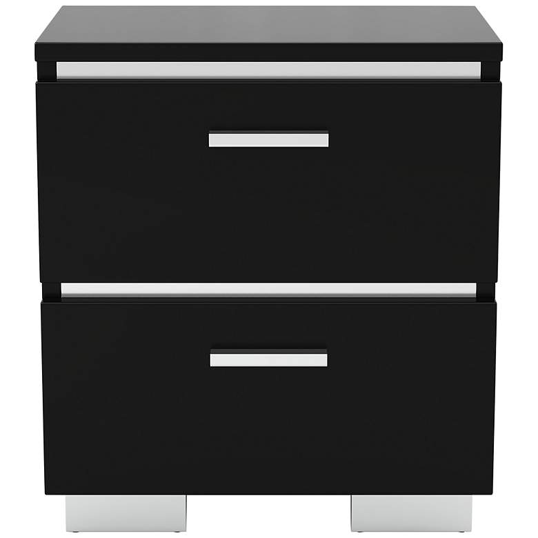 Image 5 Lanesville 23 1/4 inch Wide Black Wood Nightstand with USB Port more views