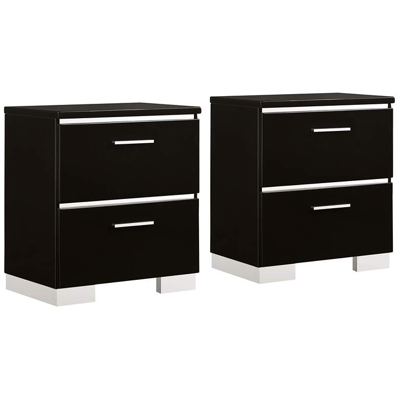 Image 1 Lanesville 23 1/4 inch Wide Black Wood Nightstands with USB Port Set of 2