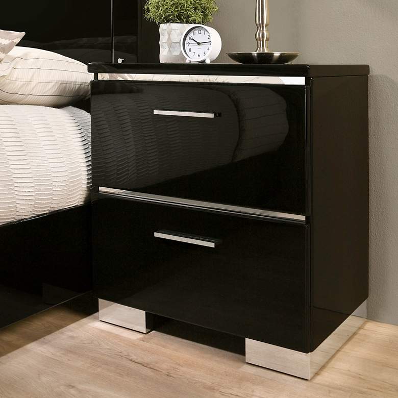Image 5 Lanesville 23 1/4" Wide Black Wood Nightstands with USB Port Set of 2 more views