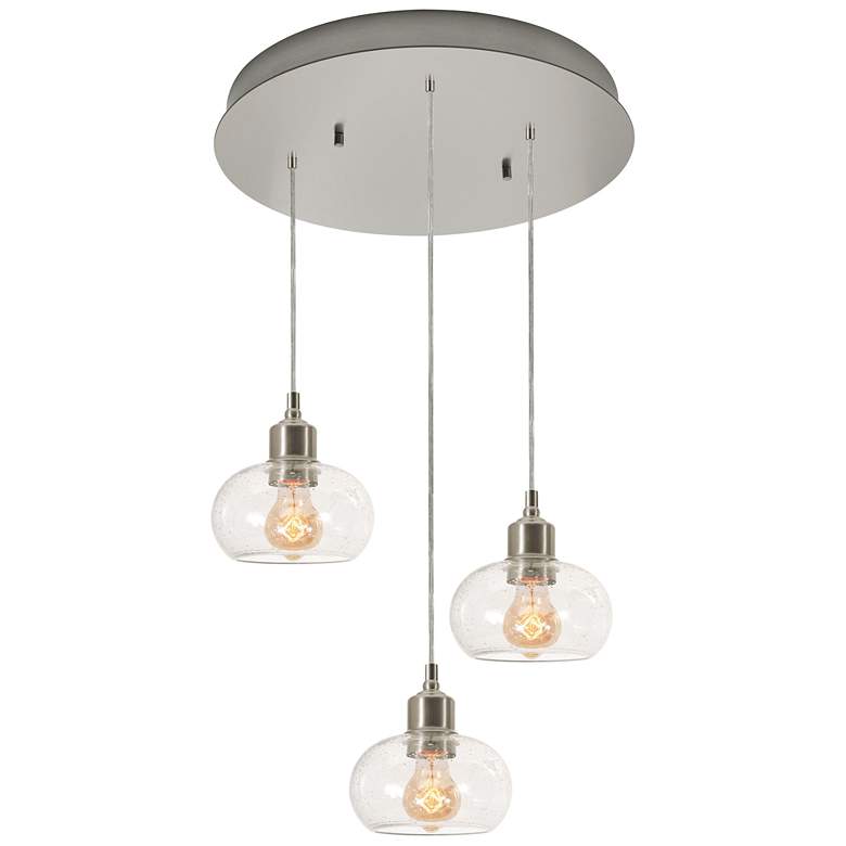 Image 1 Laney 19.69" 3 Light Round Satin Nickel Pendant