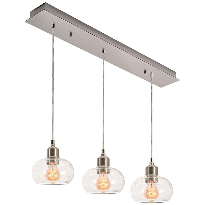 Image 2 Laney 36" 3 Light Linear Satin Nickel Pendant