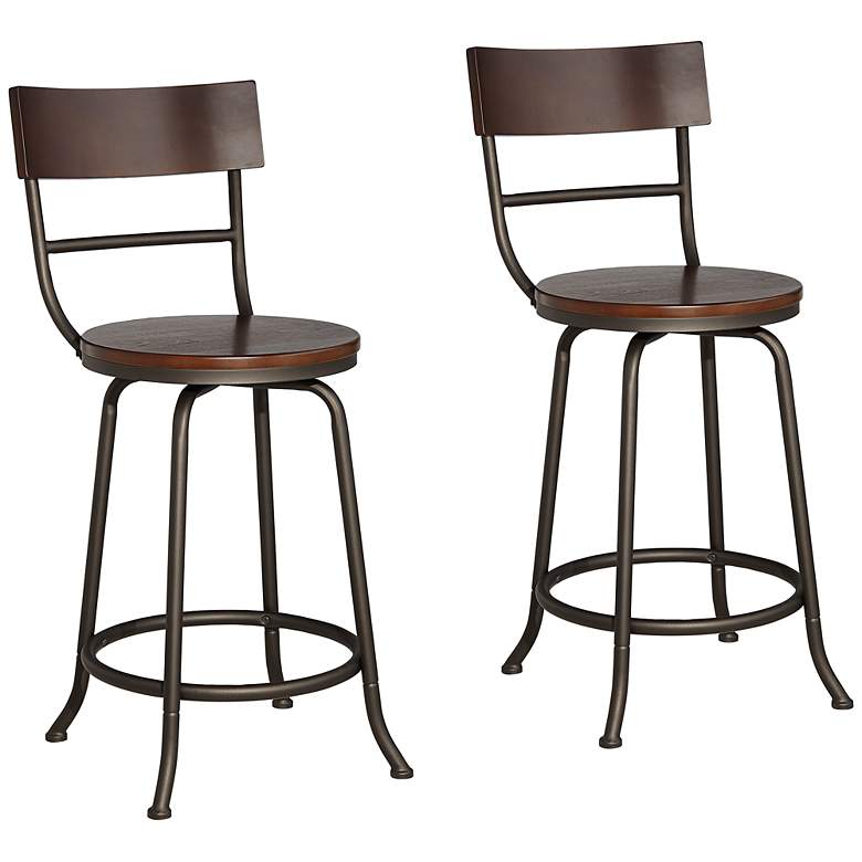 Image 3 Langdon 24 1/4" Glitter Bronze Swivel Counter Stools Set of 2