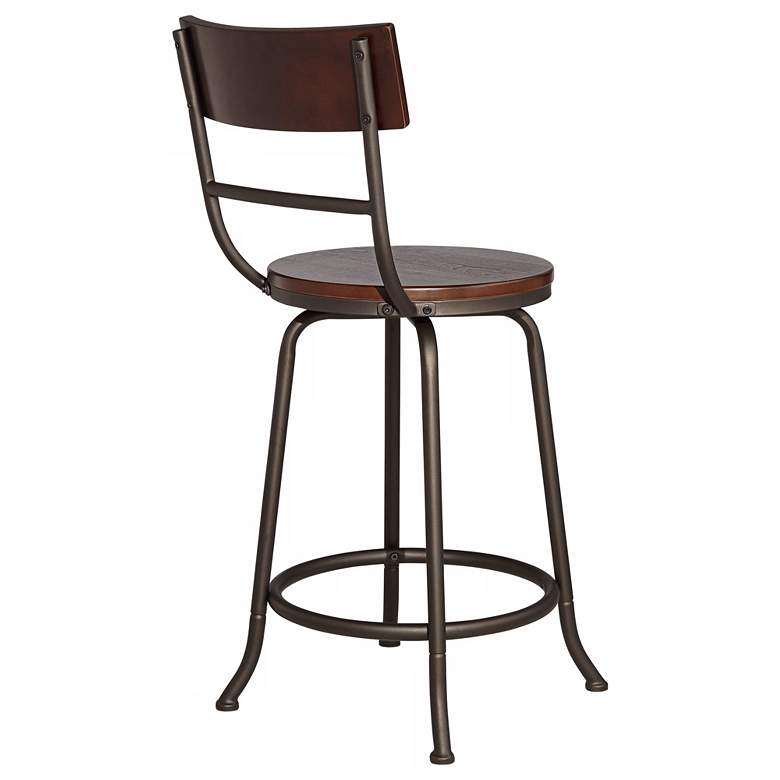 Image 6 Langdon 24 1/4" Wood and Bronze Swivel Counter Stool more views