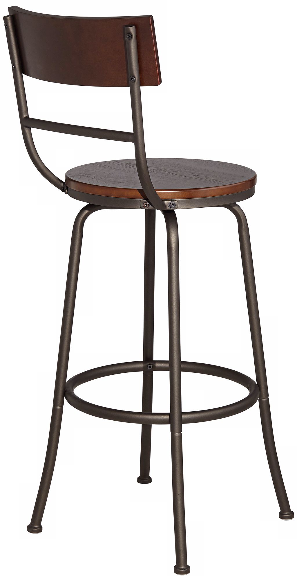 Image 4 Langdon 29" Wood and Bronze Metal Swivel Bar Stools Set of 2 more views