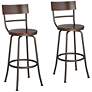 1_Langdon 29" Wood and Bronze Metal Swivel Bar Stools Set of 2