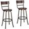 Langdon 29" Wood and Bronze Metal Swivel Bar Stools Set of 2