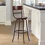 7_Langdon 29" Wood and Bronze Metal Swivel Bar Stools Set of 2 more views