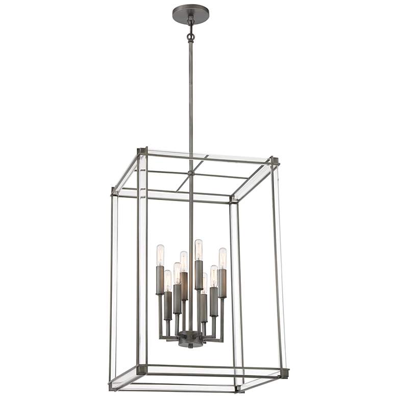 Image 2 Langen Square 18" Wide Antique Nickel Geometric 8-Light Pendant Light