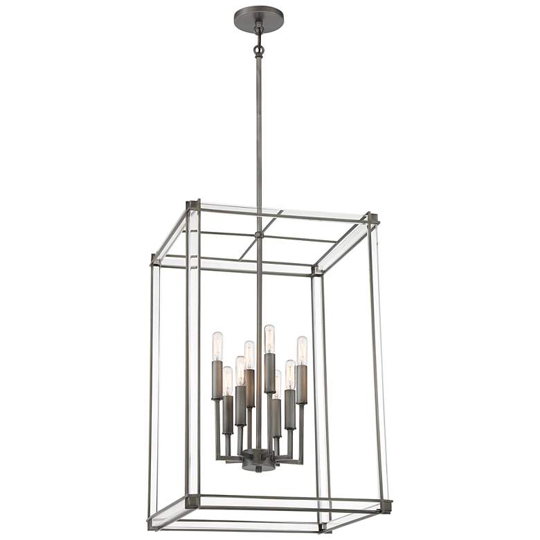 Image 2 Langen Square 18 inch Wide Antique Nickel Geometric 8-Light Pendant Light