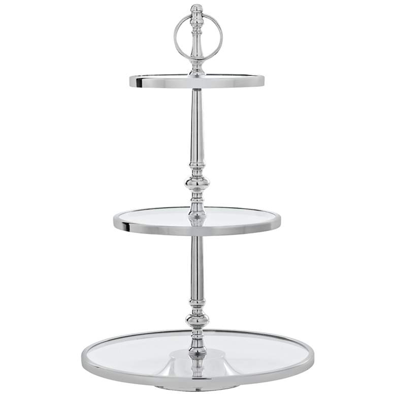 Image 1 Langer Polished Nickel Clear Glass 22 inchH 3-Tier Cake Stand