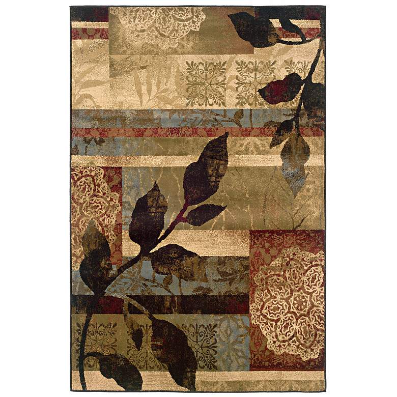Image 1 Langham Apenine Ivory and Green 5 inchx7&#39;6 inch Area Rug