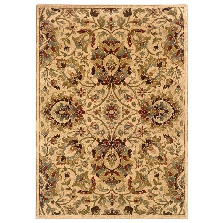 Image 1 Langham Corinne Ivory and Green 5 inchx7&#39;6 inch Area Rug