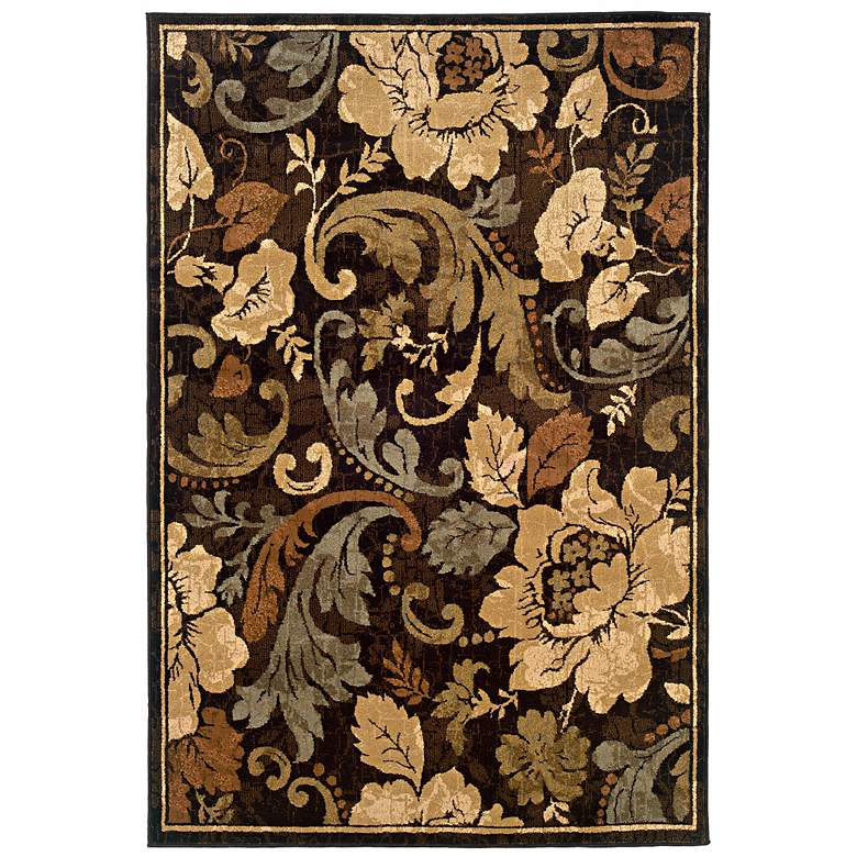 Image 1 Langham Fiore Brown and Beige 5 inchx7&#39;6 inch Area Rug