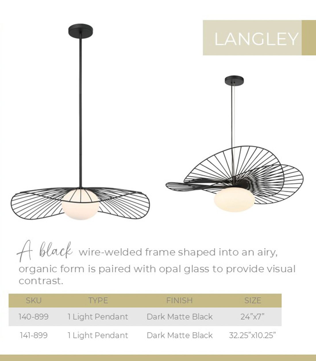 Langley 32 1/4" Wide Dark Matte Black Pendant Light