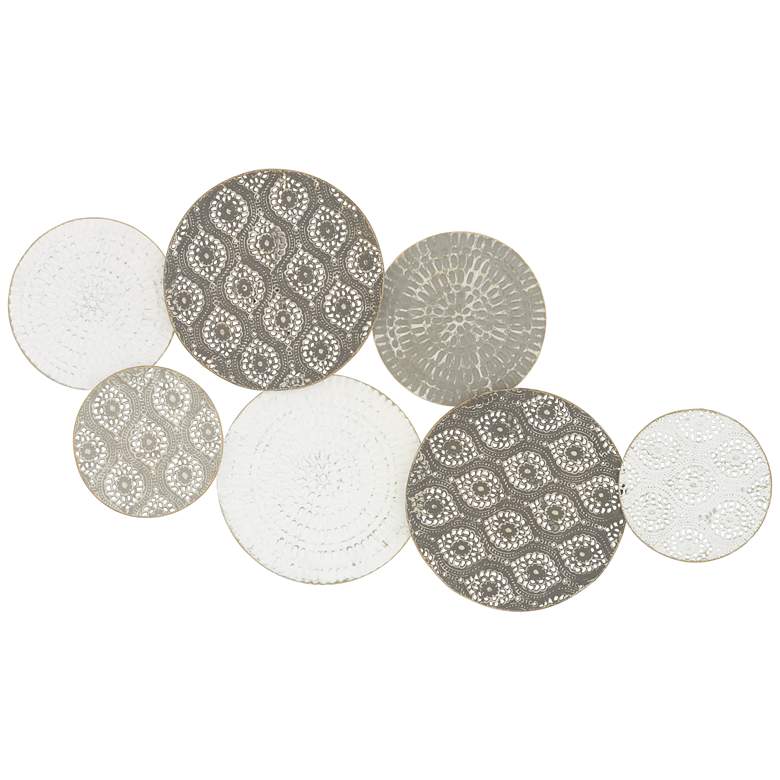 Image 2 Langley 43 1/4" Wide Gray White Mesh Disk Wall Art