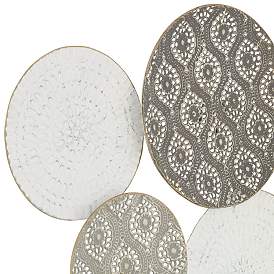 Image3 of Langley 43 1/4" Wide Gray White Mesh Disk Wall Art more views