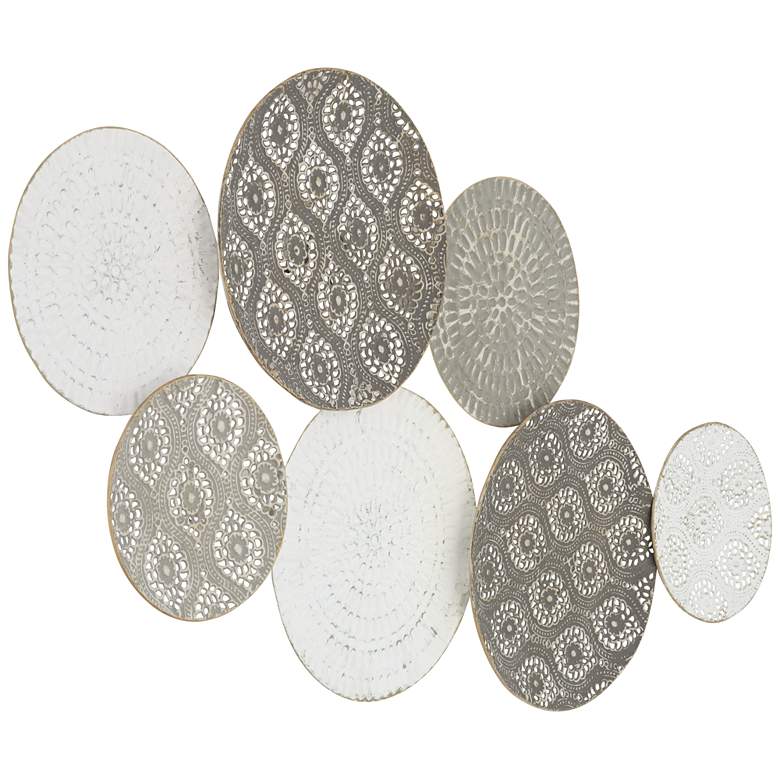 Image 5 Langley 43 1/4" Wide Gray White Mesh Disk Wall Art more views