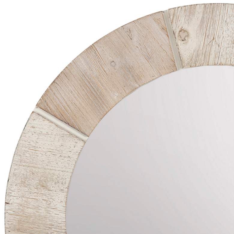 Image 3 Langley White Washed and Light Brown 34" Round Wall Mirror more views