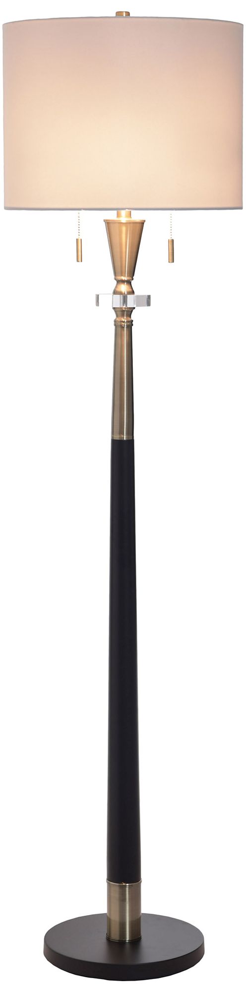 Image 3 Langston 63.5" High Larson Gold & Black Floor Lamp with White Shade more views