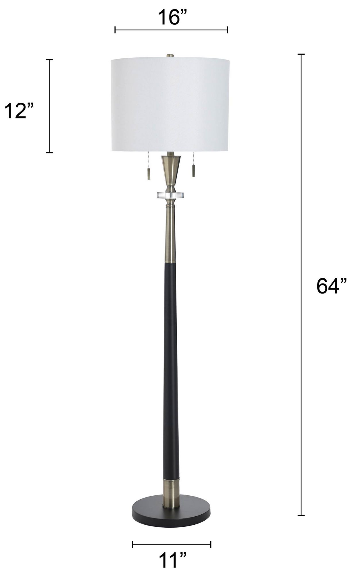 Image 7 Langston 63.5" High Larson Gold & Black Floor Lamp with White Shade more views