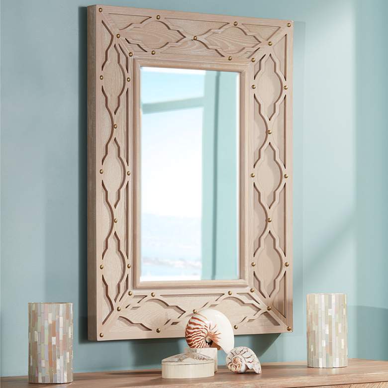 Image 1 Lanham Bleached Wood 29 1/4 inch x 40 1/2 inch Cutout Wall Mirror