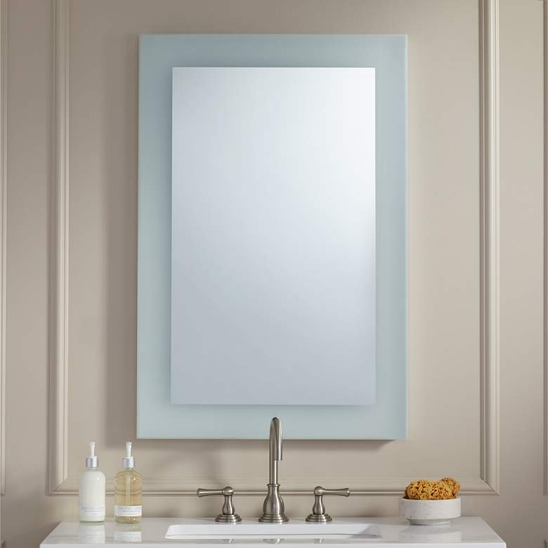 Image 1 Lanie 24 inch x 36 inch White Backlit LED Lighted Wall Mirror