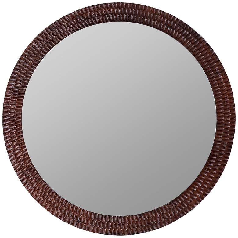 Image 2 Lanie Cherry 36" x 36" Mango Wood Round Wall Mirror