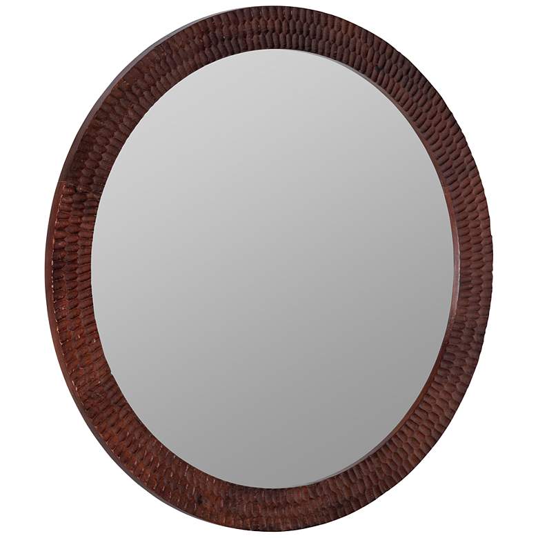 Image 3 Lanie Cherry 36" x 36" Mango Wood Round Wall Mirror more views