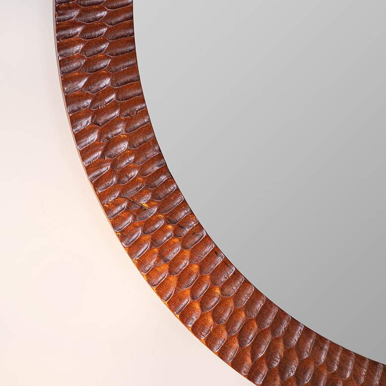 Image 6 Lanie Cherry 36" x 36" Mango Wood Round Wall Mirror more views