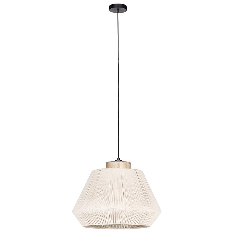 Image 1 Lanier 19" Wide Black Pendant With Cream Shade