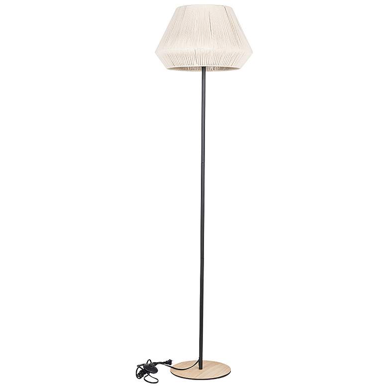 Image 1 Lanier 52.28" High Black Floor Lamp With Cream Shade