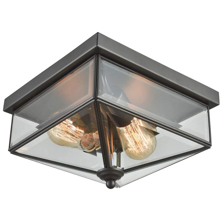 Image 1 Lankford 10" Wide 2-Light Outdoor Flush Mount - Oil Rubbed Bronze