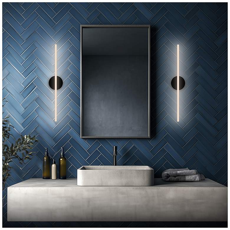 Image 4 Lanky 27.88"H x 4.5"W 1-Light Bath Vanity & Wall Light in Black more views