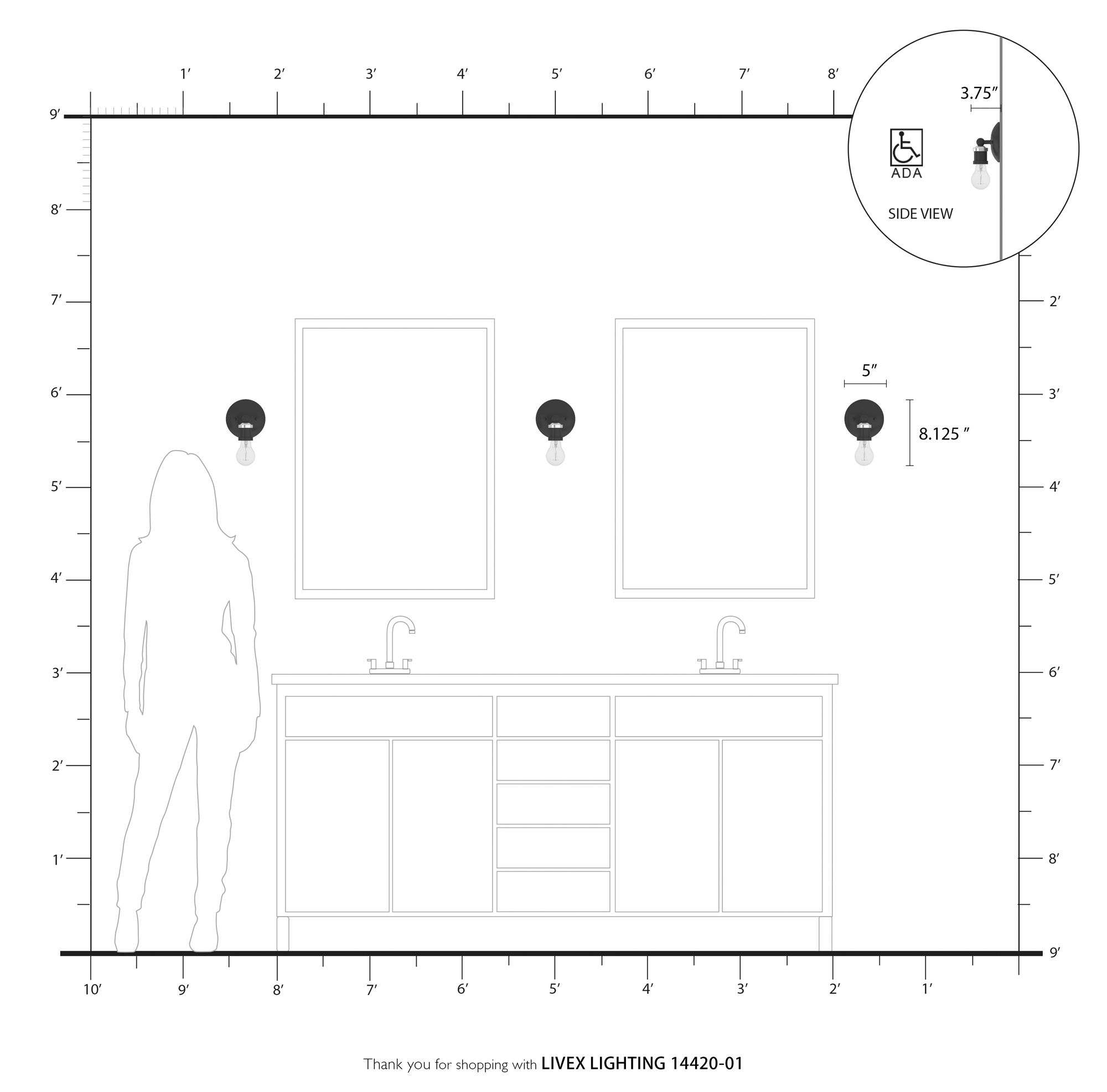 Lansdale 1 Light Antique Brass ADA Single Sconce