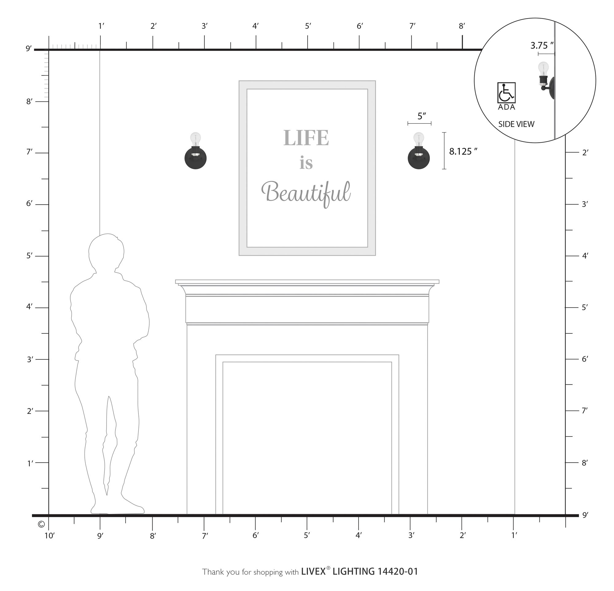 Lansdale 1 Light Antique Brass ADA Single Sconce