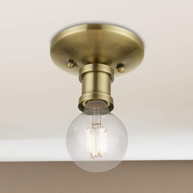 Image 1 Lansdale 1 Light Antique Brass Single Flush Mount