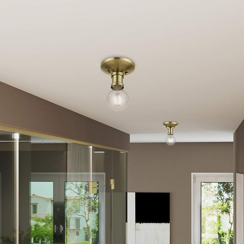 Image 7 Lansdale 1 Light Antique Brass Single Flush Mount more views