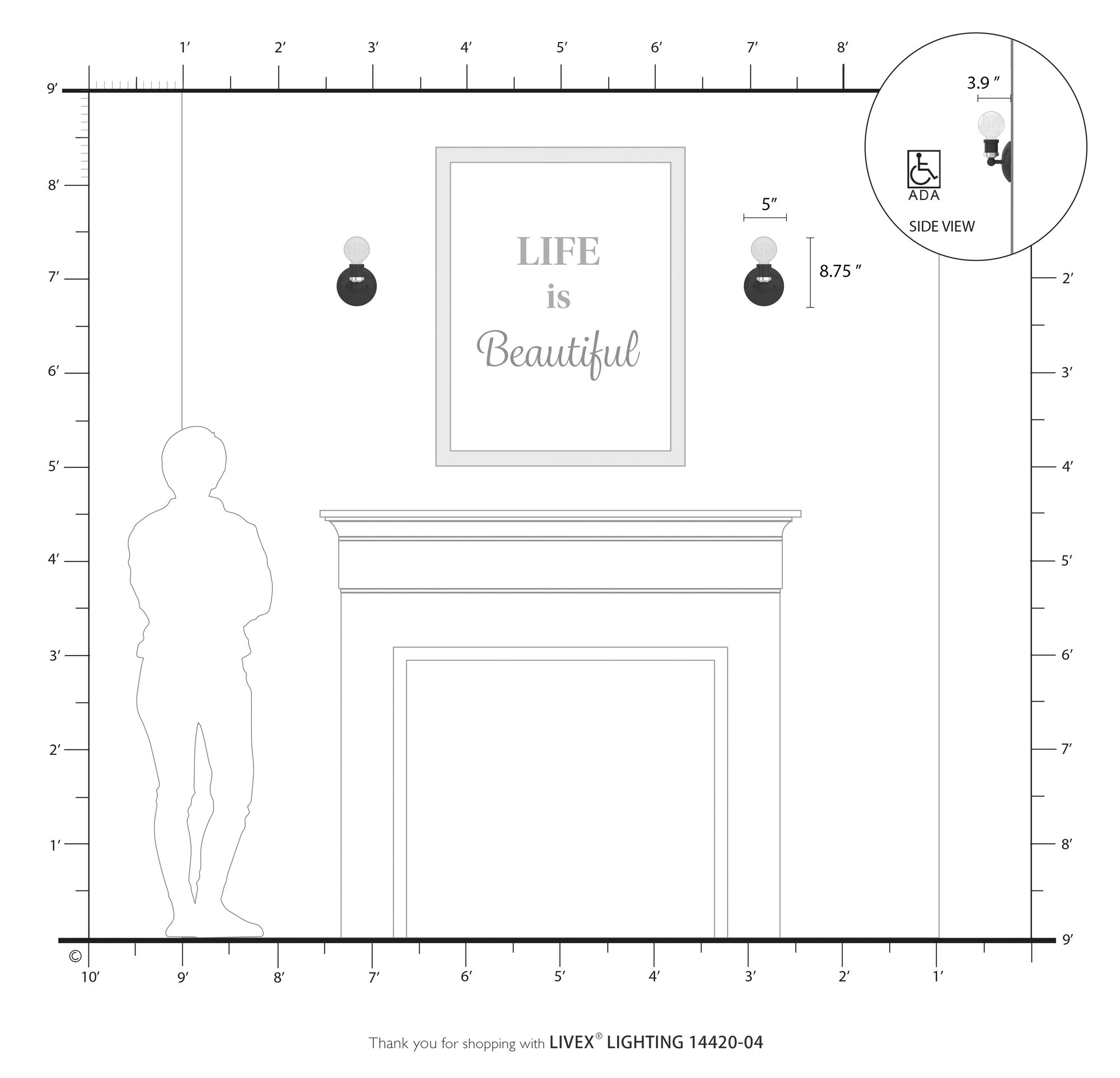 Lansdale 1 Light Black ADA Single Sconce