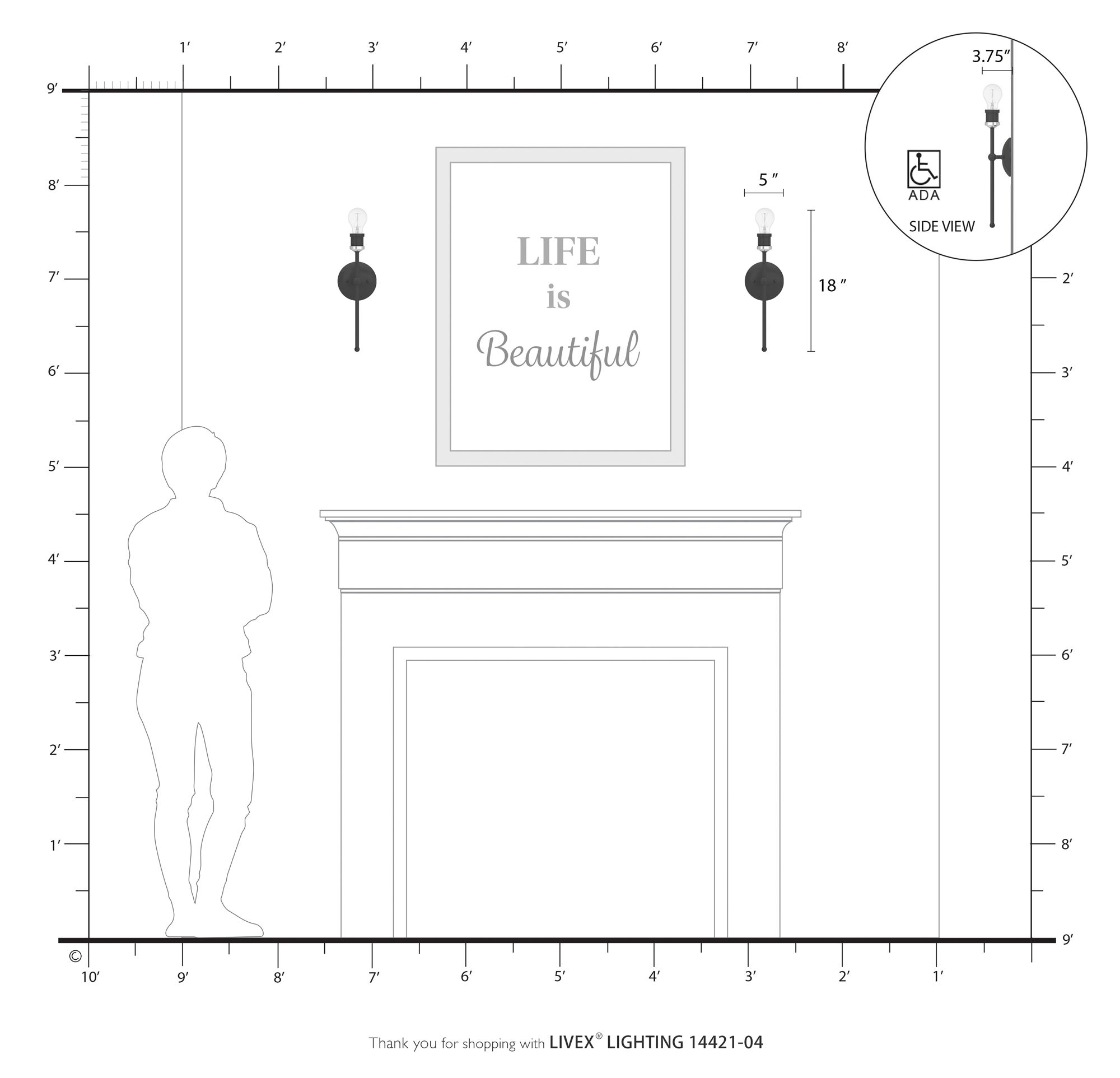 Lansdale 1 Light Black ADA Single Sconce