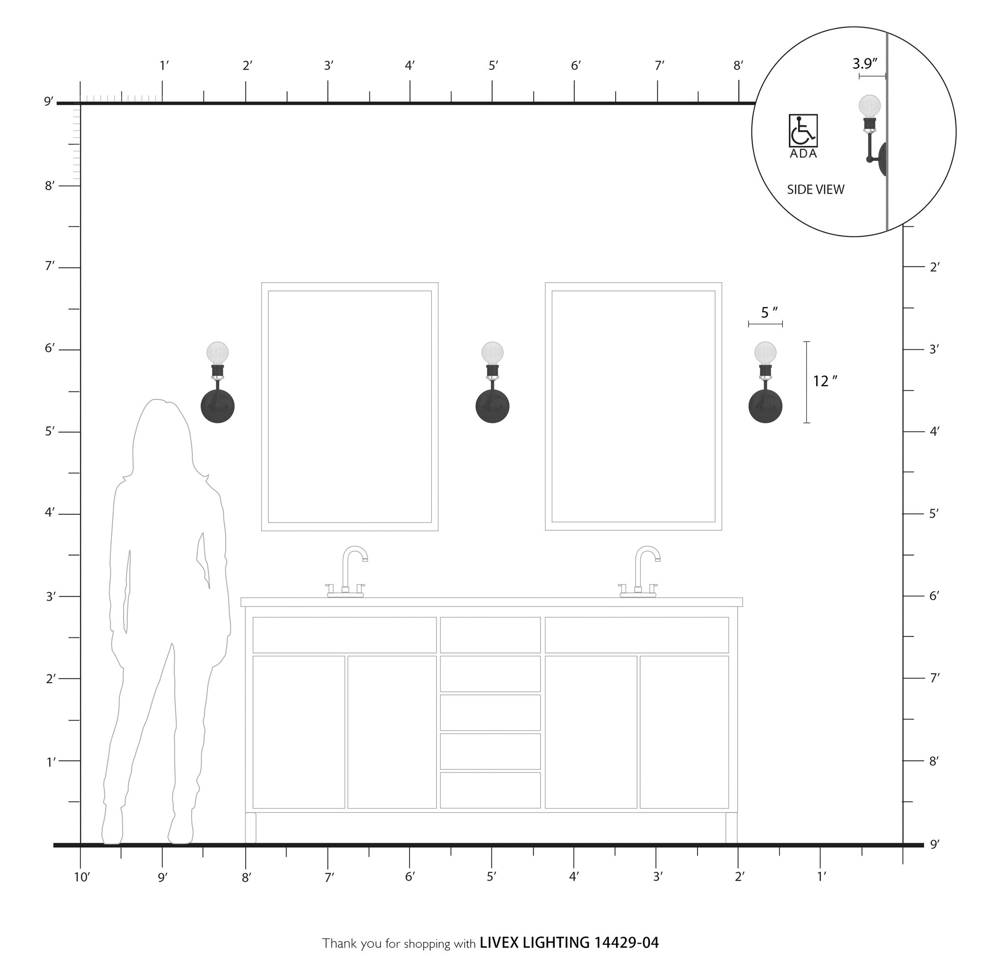 Lansdale 1 Light Black ADA Vanity Sconce