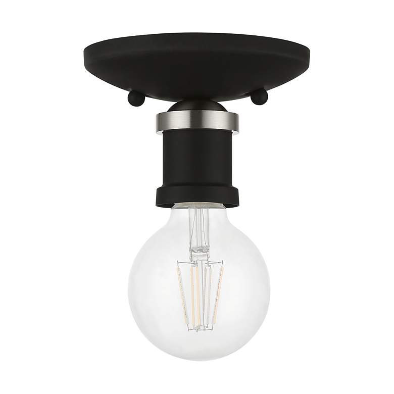 Image 3 Lansdale 1 Light Black Single Flush Mount with Brushed Nickel Accents more views
