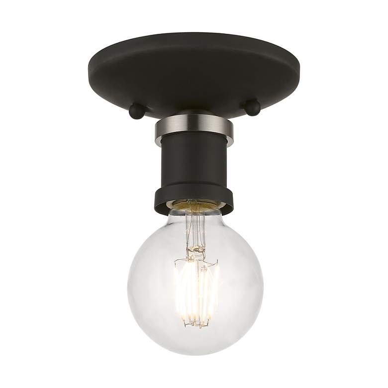 Image 4 Lansdale 1 Light Black Single Flush Mount with Brushed Nickel Accents more views