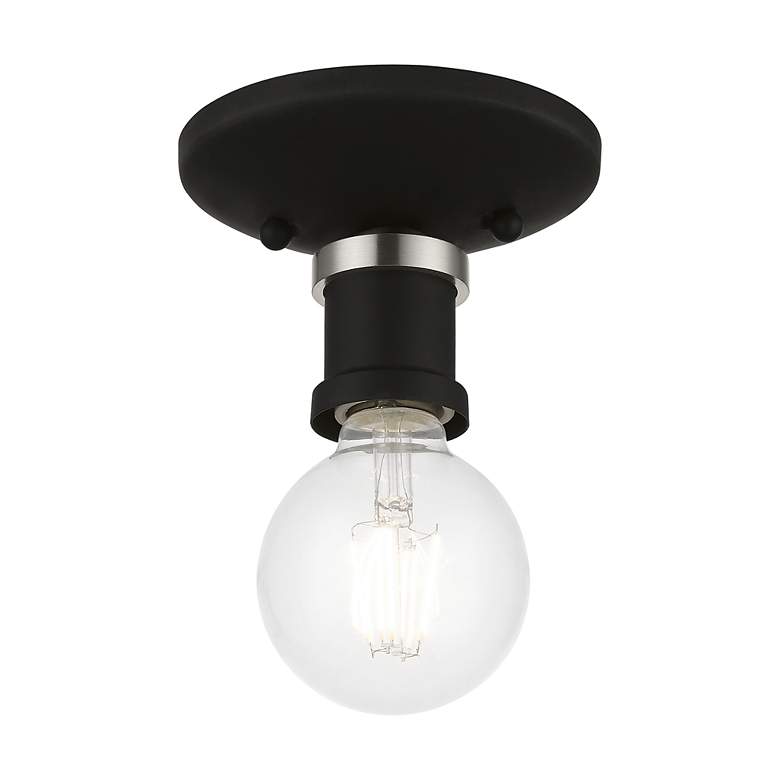 Image 5 Lansdale 1 Light Black Single Flush Mount with Brushed Nickel Accents more views